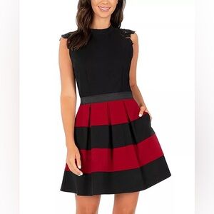 Speechless Lace-Trim Fit & Flare Dress Size L